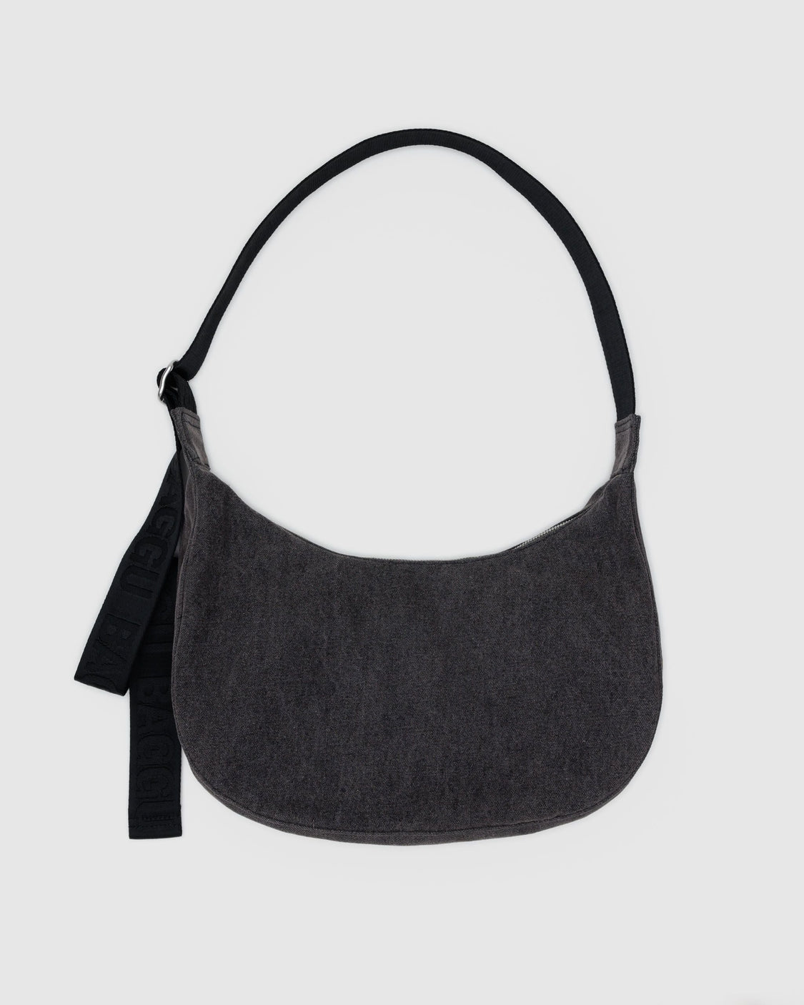 Medium Denim Crescent Bag - Washed Black Denim - Easy Market Bag