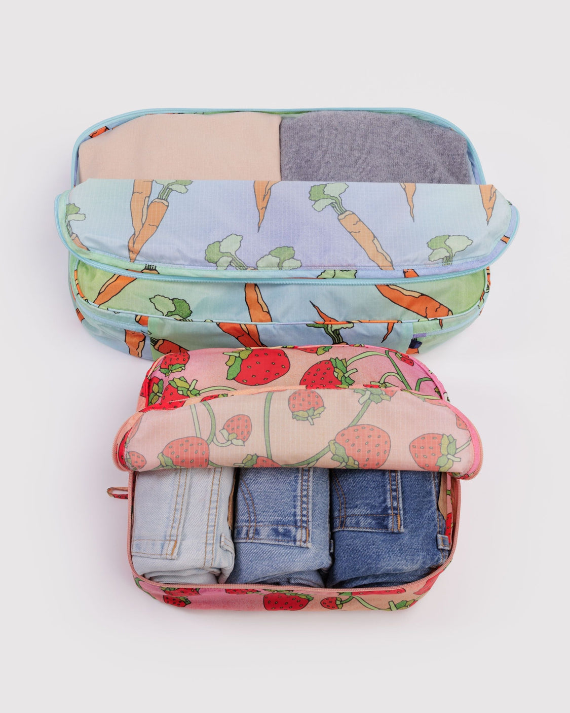 Large Packing Cube Set - Carrots & Berries - Pocket Travel Trio