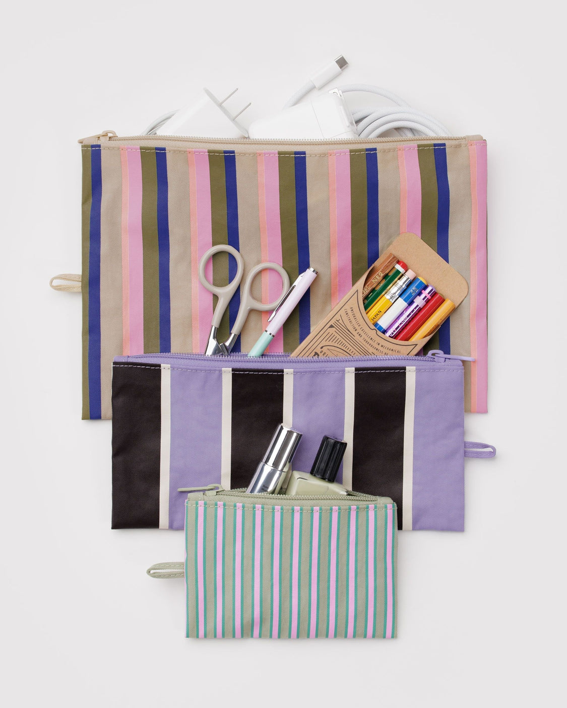 Flat Pouch Set - Candy Shop Stripes - Classic Pocket Organizer