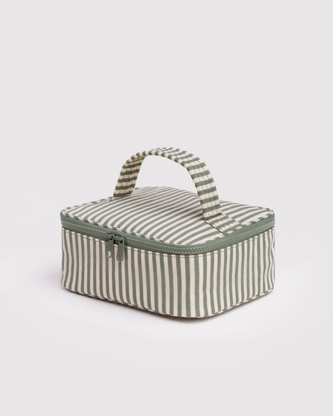 Small Cosmetic Case - Sage Stripe - Premium Pocket Storage