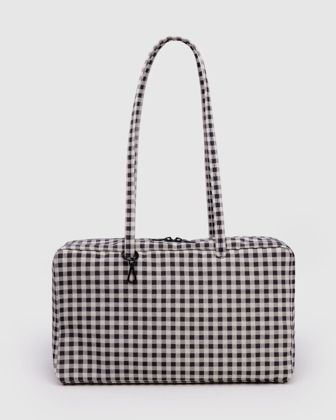 Medium Nylon Bowler Bag - Black & White Gingham - Easy Utility Carry