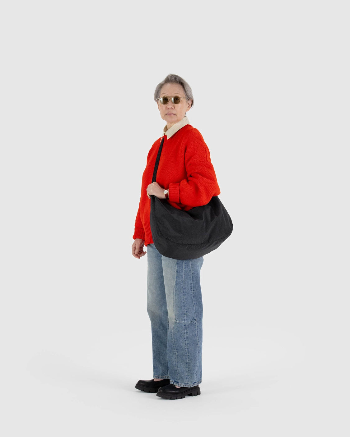 Large Nylon Crescent Bag - Black - Simple Street Haul
